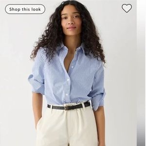 J. Crew Slim-fit stretch cotton poplin shirt in blue and white stripe. Size 4.